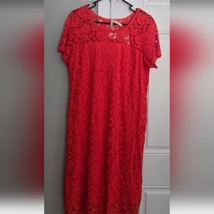 NWT SHE Soul Harmony Energy Tangerine Lacy Cocktail Dress XL